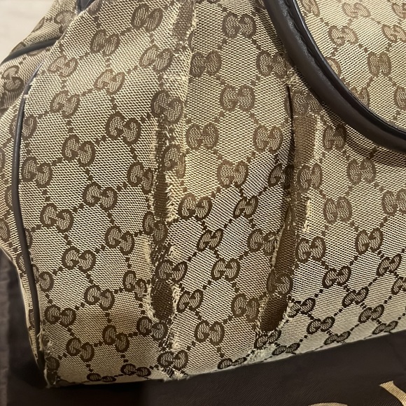 Gucci medium Sukey canvas leather tote bag authentic neutral brown tan - Picture 11 of 16